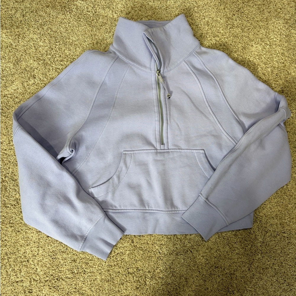 Lulu Scuba Funnel Neck Lavender Quarter-Zip Pullover